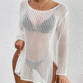 Mid Length Loose Diagonal Collar Pullover Knitting Hollow Out Cutout out See through Sexy Beach Sunscreen Beach Cover Up Crochet hook