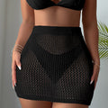 Women Clothing Hollow Out Cutout Knitted Solid Color Semi Transparent Hip Skirt Vacation Sun Protection Beach Skirt Crochet hook Bella Mia