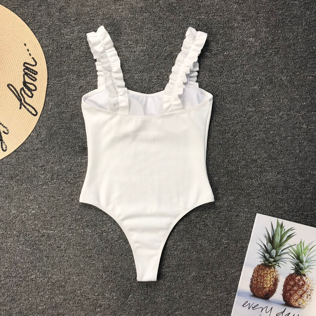 Women Bikini Solid Color Stringy Selvedge Shoulder Strap Sexy Swimsuit Bella Mia