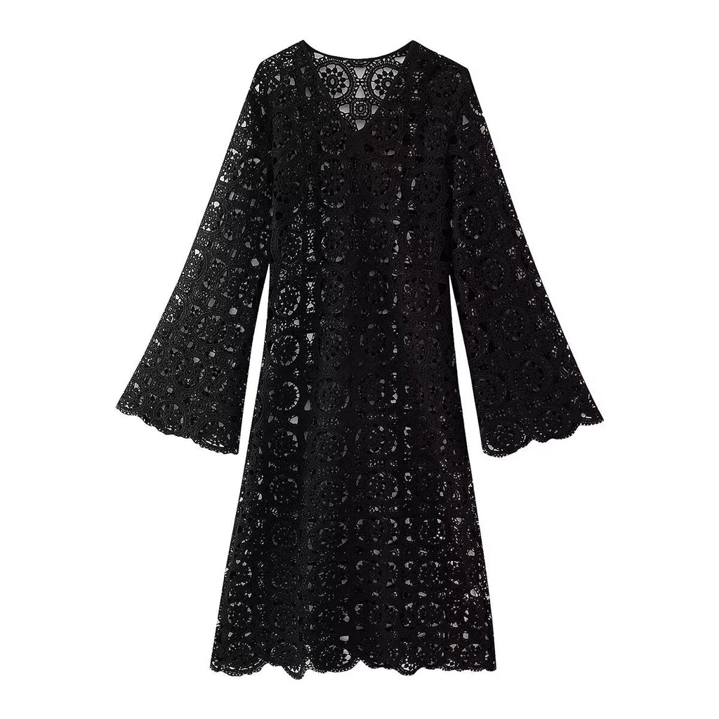 Spring Women Clothing Lace Embroidery Slim Fit Maxi Dress Women Bella Mia