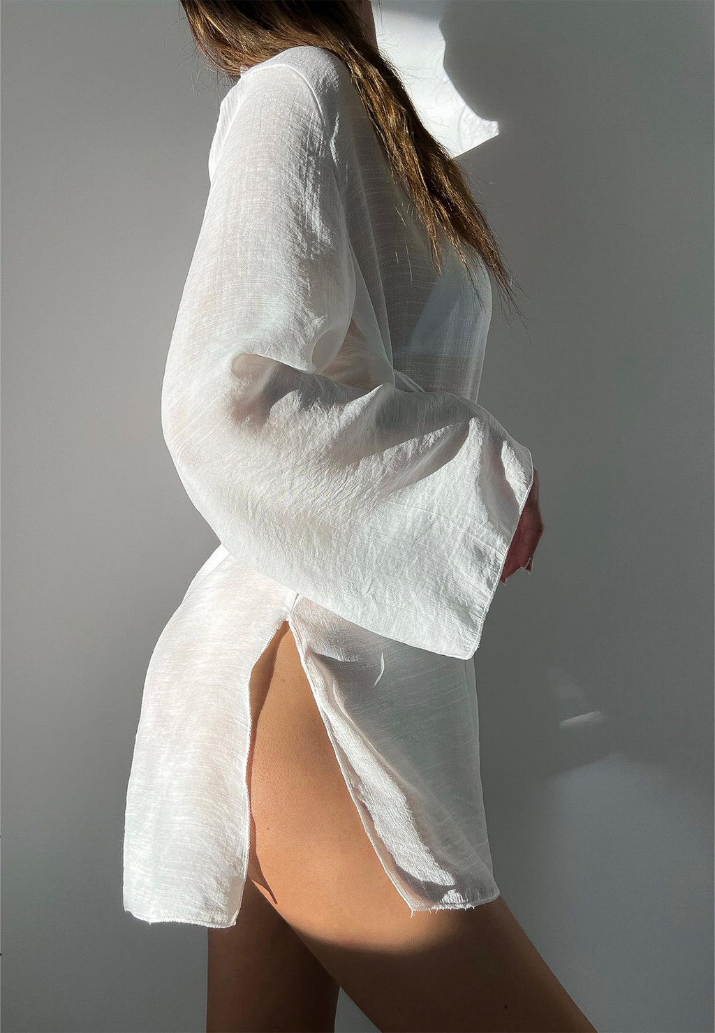 Spring Summer Beach Cover Up Comfortable Sun Protection Shirt V Neck Loose Tied Beach Overskirt Women Bella Mia