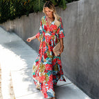 Large Floral Dress Sun Protection Clothing Beach Jacket Cardigan Bikini Swimsuit Blouse Outer Wear Women Bella Mia