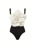 Bikinx Contrast Color Flower Decor Sexy One Piece Swimsuit And Skirt Cover Up Bella Mia