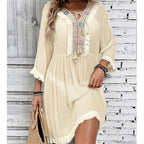 Women Clothing Holiday Neckline Lace Decorative Beach Blouse Holiday Sun Protection Loose Blouse Crochet hook Bella Mia