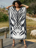 Rayon Positioning Printing Loose Robe Beach Cover-up Maxi Dress Bikini Sun Protection Bella Mia