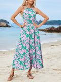 Hanging Neck Strap Tight Waist Dress Multi Level Seaside Holiday Beach Dress Bella Mia