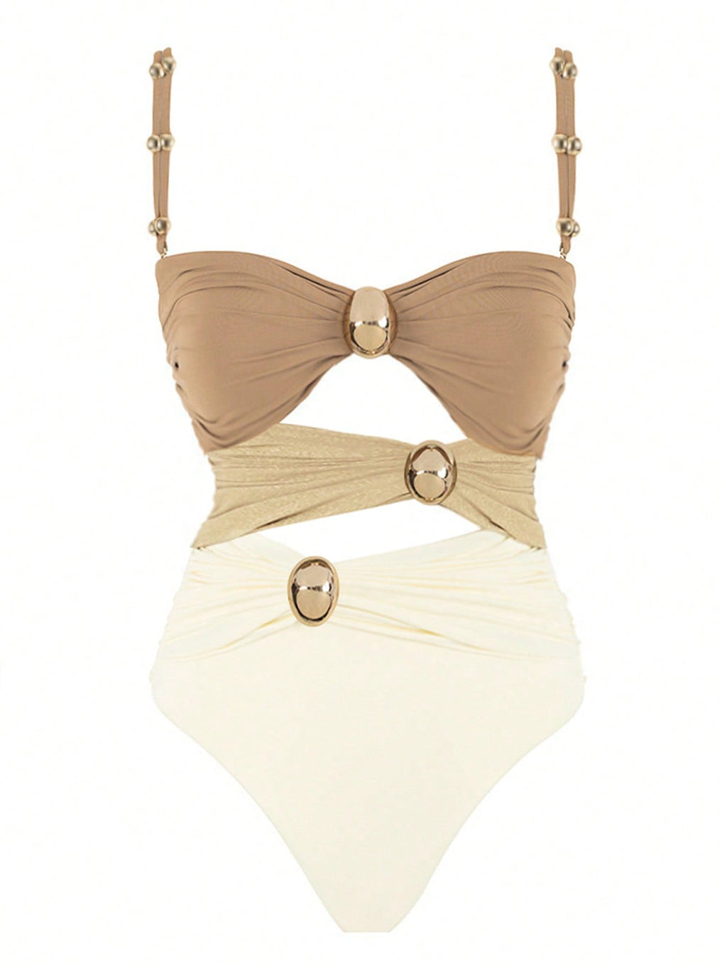 Bikinx Hollow Out Round Buckle Decor Three Color Sexy Monokini Bella Mia