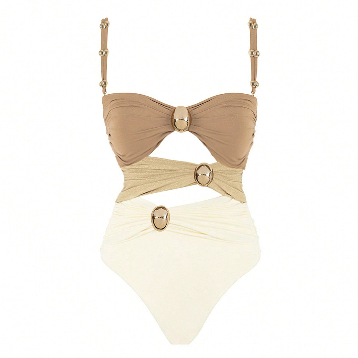 Bikinx Hollow Out Round Buckle Decor Three Color Sexy Monokini Bella Mia