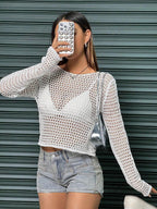 Women Summer Crocheted Solid Top Crochet hook Bella Mia
