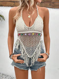 Women Hand Crocheted Halter Top Hanging Crochet hook Bella Mia