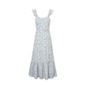 Fresh Sweet Floral Slim Fit Seaside Holiday Midi Dress Square Collar Wooden Ear Sleeveless Vest Dress Women