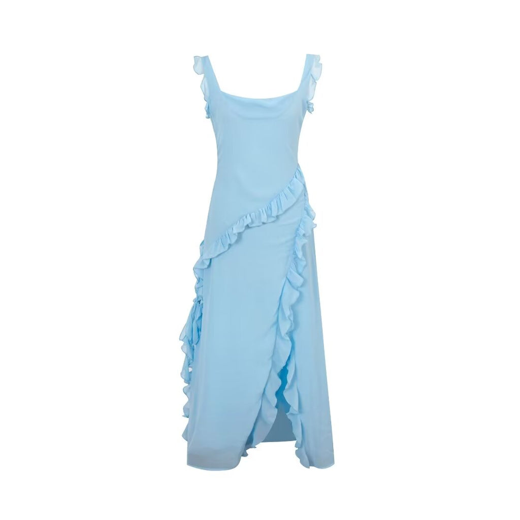 Women Clothing Summer Autumn Sexy Wooden Ear Stitching Split Dress Bella Mia