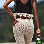 Sexy Hollow Out Cutout Shell Bikini Top Hand Crochet Female Sun Protective Blouse Bella Mia