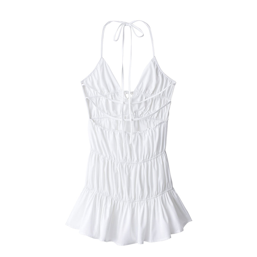 Women Clothing Summer Sexy Deep V Plunge Neck Backless Hanging Collar Dress Bella Mia