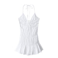 Women Clothing Summer Sexy Deep V Plunge Neck Backless Hanging Collar Dress Bella Mia