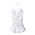 Women Clothing Summer Sexy Deep V Plunge Neck Backless Hanging Collar Dress Bella Mia