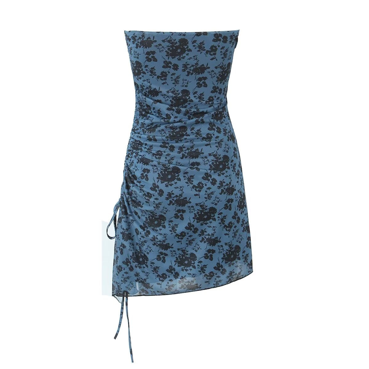 Women Pleated Sexy Mesh Floral Print Dress Bella Mia