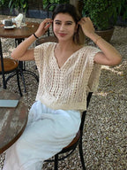 Crocheted Hollow Out Vest Hair Sweater Top Crochet hook Bella Mia