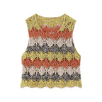 Summer Women Clothing Street Casual Hollow Out Cutout Round Sleeveless Knitwear Bella Mia
