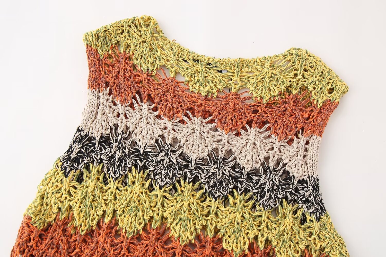 Summer Women Clothing Street Casual Hollow Out Cutout Round Sleeveless Knitwear Bella Mia