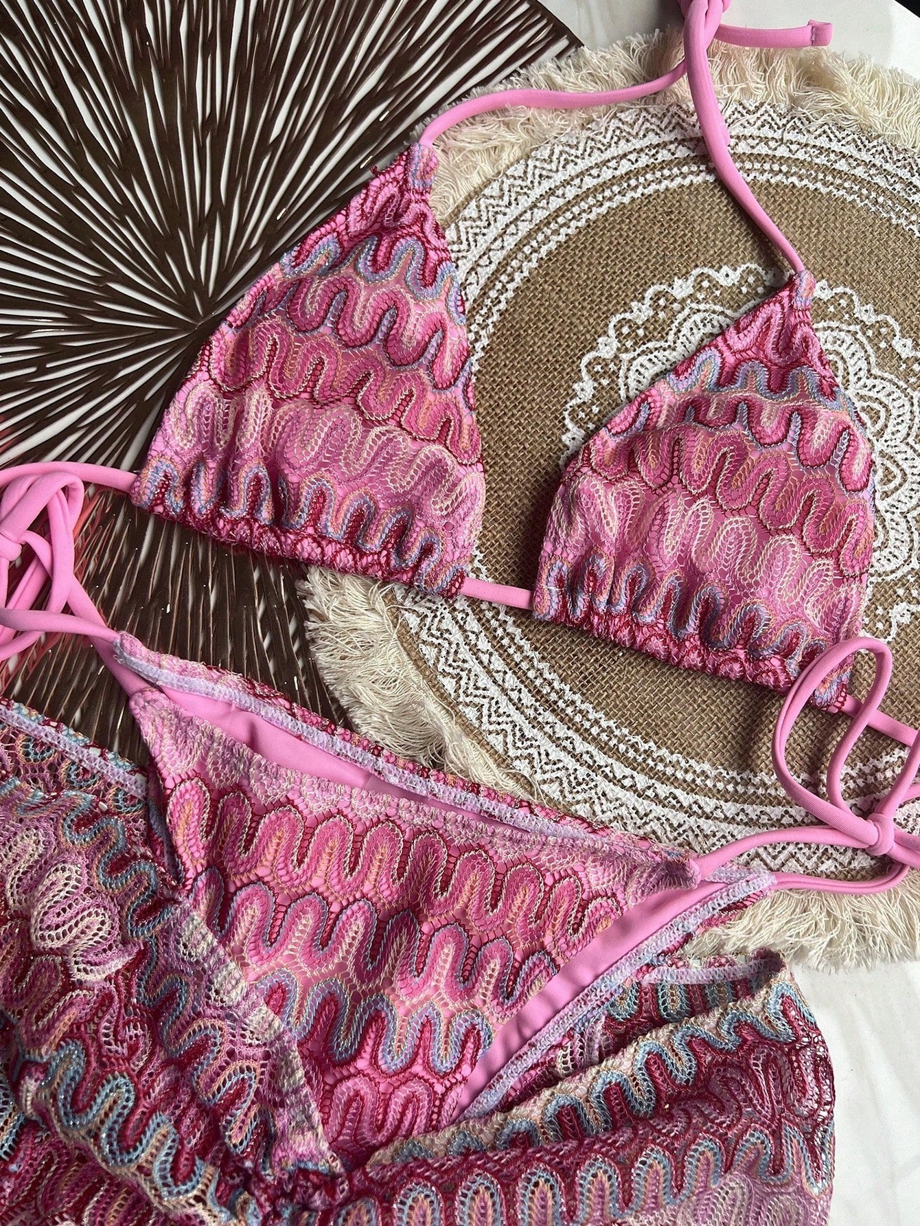Bikinx Women Summer Beach Wave Pattern Halter Strap Sexy Bikini Set With Cover Up Skirt Bella Mia