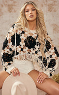 Crocheted Openwork Tassel All Match Knitted Jacket Crochet hook Bella Mia