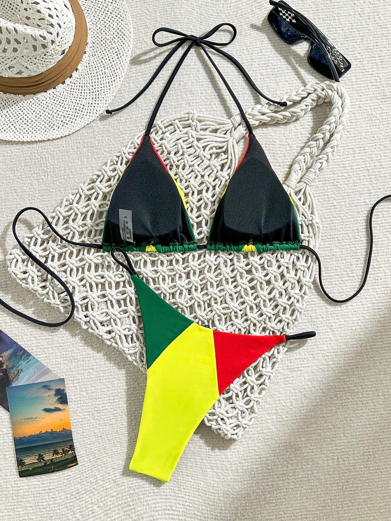 Bikinx Color Block Triangle Cup Halter Neck Bikini Set For Women Bella Mia
