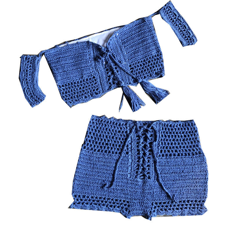 Sexy Strap Hand Crocheting Woven Hollowed Bikini Split Swimsuit Bella Mia