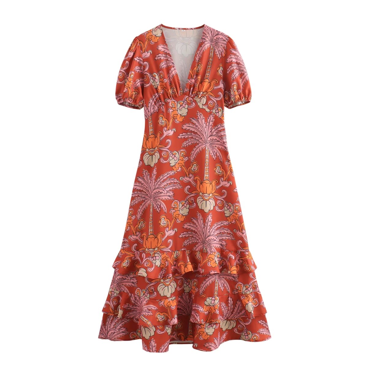 Summer Women Clothing Elegant Slightly Mature Printed Midi Dress