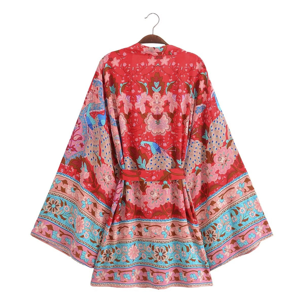 Summer Rayon Belt Short Kimono Cardigan Bella Mia
