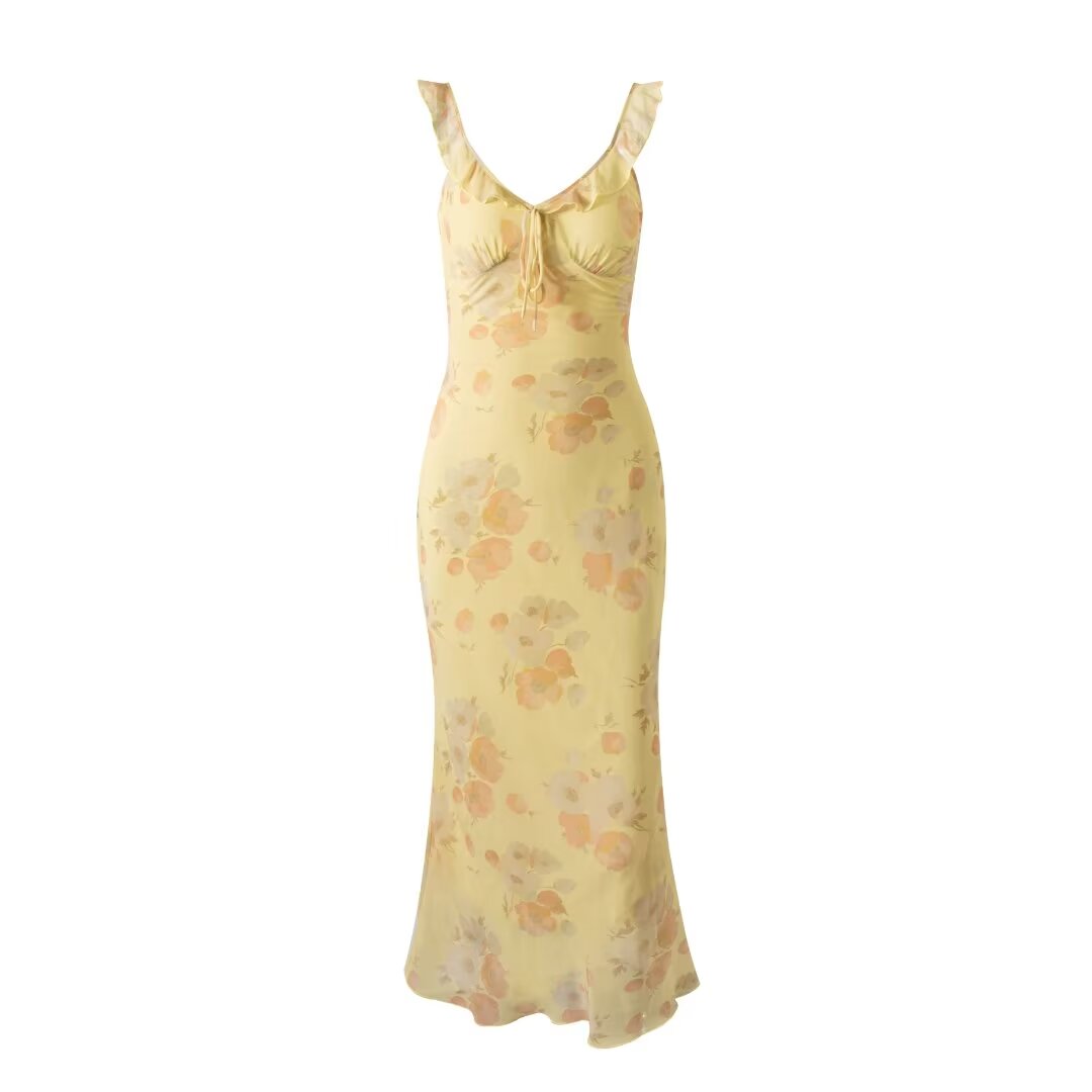 Women Summer Sexy V neck Floral Dress Bella Mia