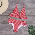 Plaid Bikini Ruffle Swimwear Push up Split Swimsuit Bella Mia