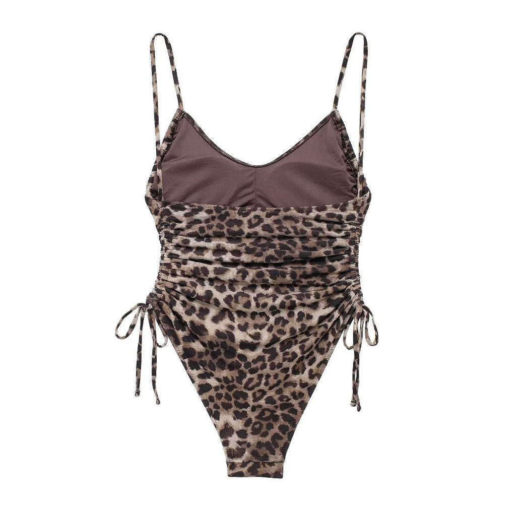 Summer Animal Pattern Printing Silk Net Pleated Decoration Slim Swimsuit Bella Mia
