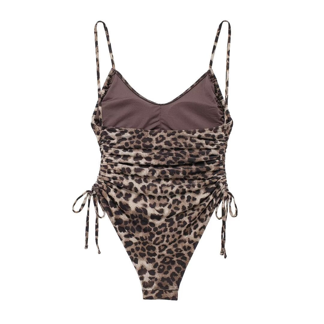 Summer Animal Pattern Printing Silk Net Pleated Decoration Slim Swimsuit Bella Mia