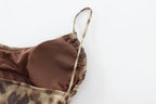 Summer Animal Pattern Printing Silk Net Pleated Decoration Slim Swimsuit Bella Mia