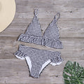Plaid Bikini Ruffle Swimwear Push up Split Swimsuit Bella Mia