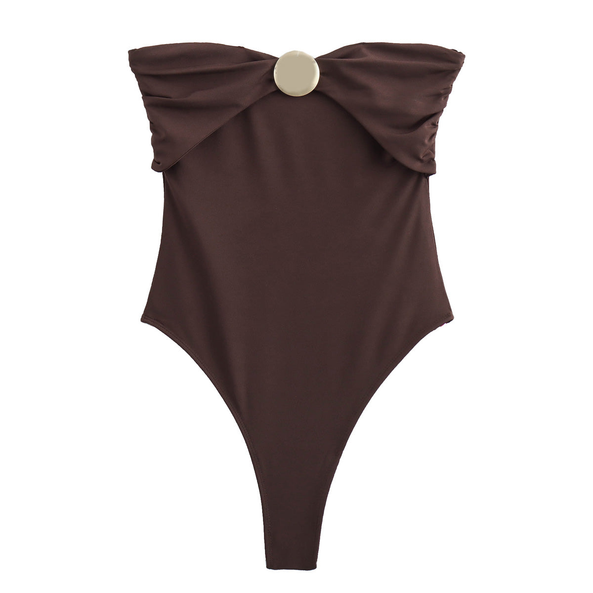 Fall Women Street Metal Trim off Neck One Piece Swimsui Bella Mia