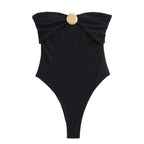 Fall Women Street Metal Trim off Neck One Piece Swimsui Bella Mia