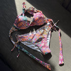 Hard Cup Floral Totem Strap Split Swimsuit Bikini Bikini Bella Mia