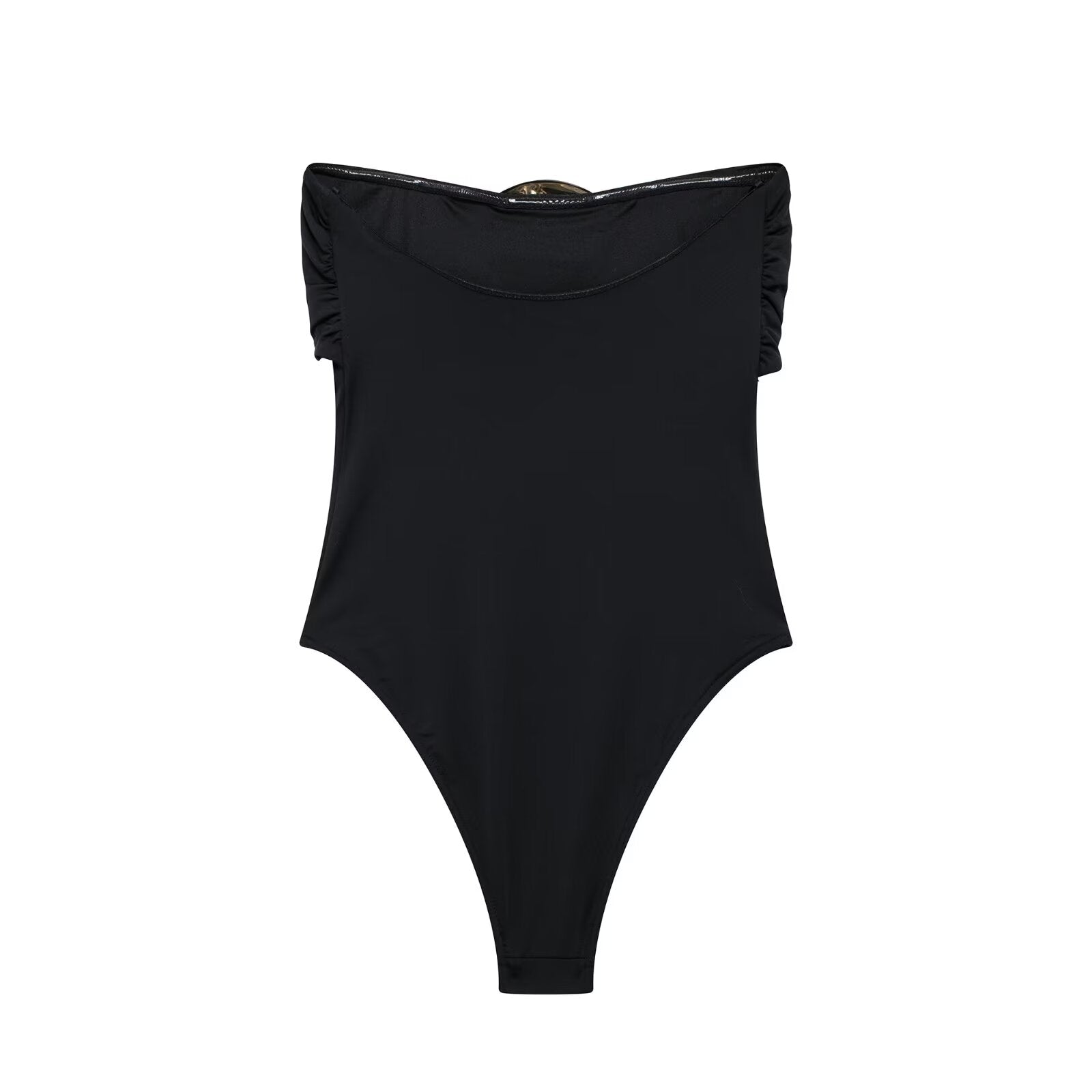 Summer Women Clothing Metal Decoration Off Neck Black Swimsuit Bella Mia