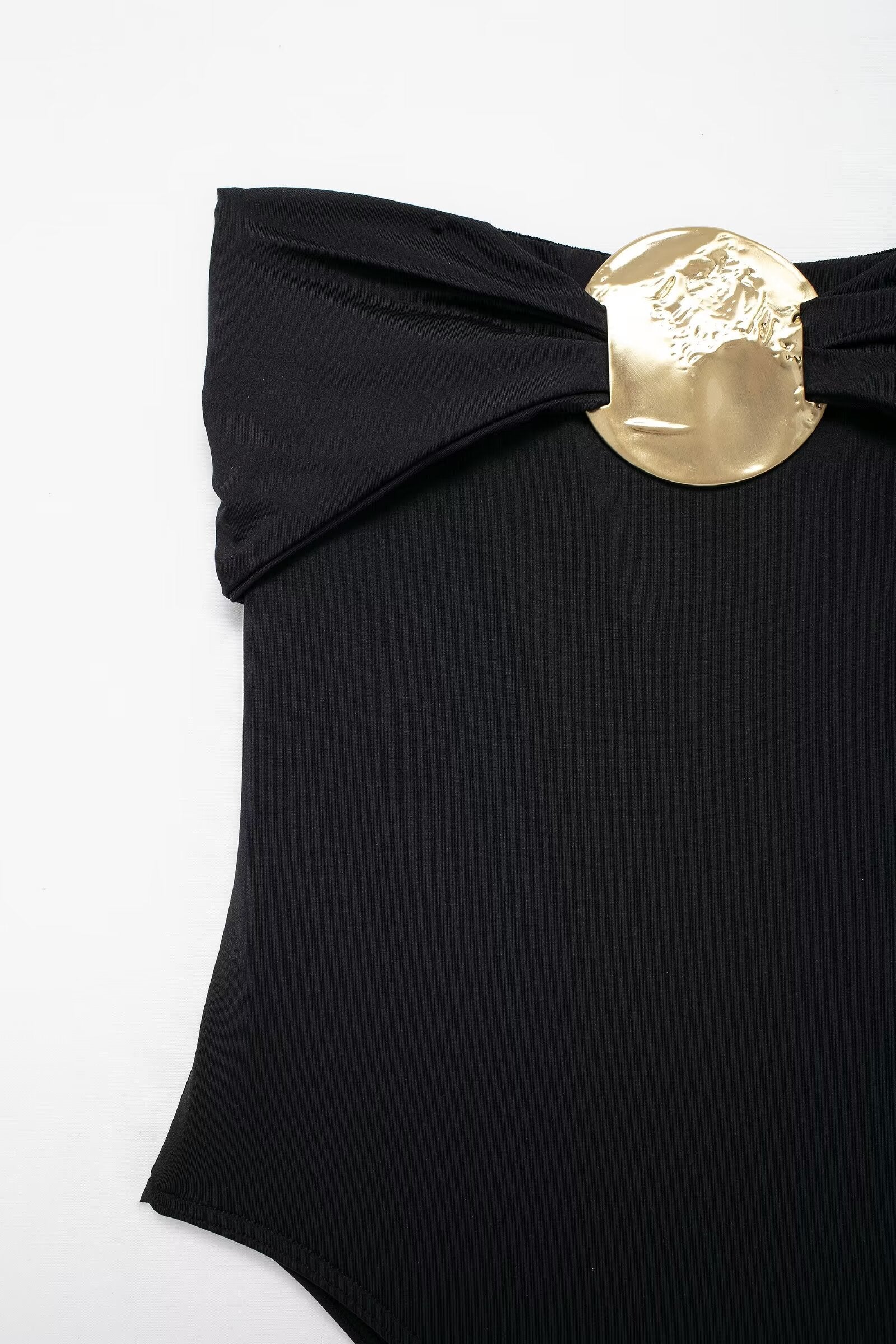Summer Women Clothing Metal Decoration Off Neck Black Swimsuit Bella Mia