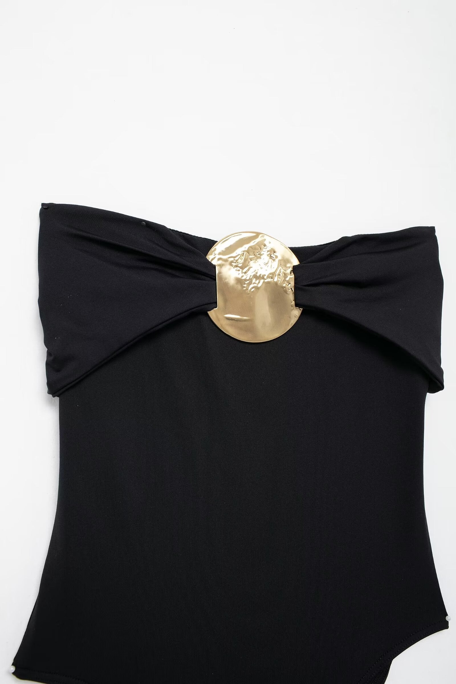 Summer Women Clothing Metal Decoration Off Neck Black Swimsuit Bella Mia