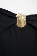 Summer Women Clothing Metal Decoration Off Neck Black Swimsuit Bella Mia