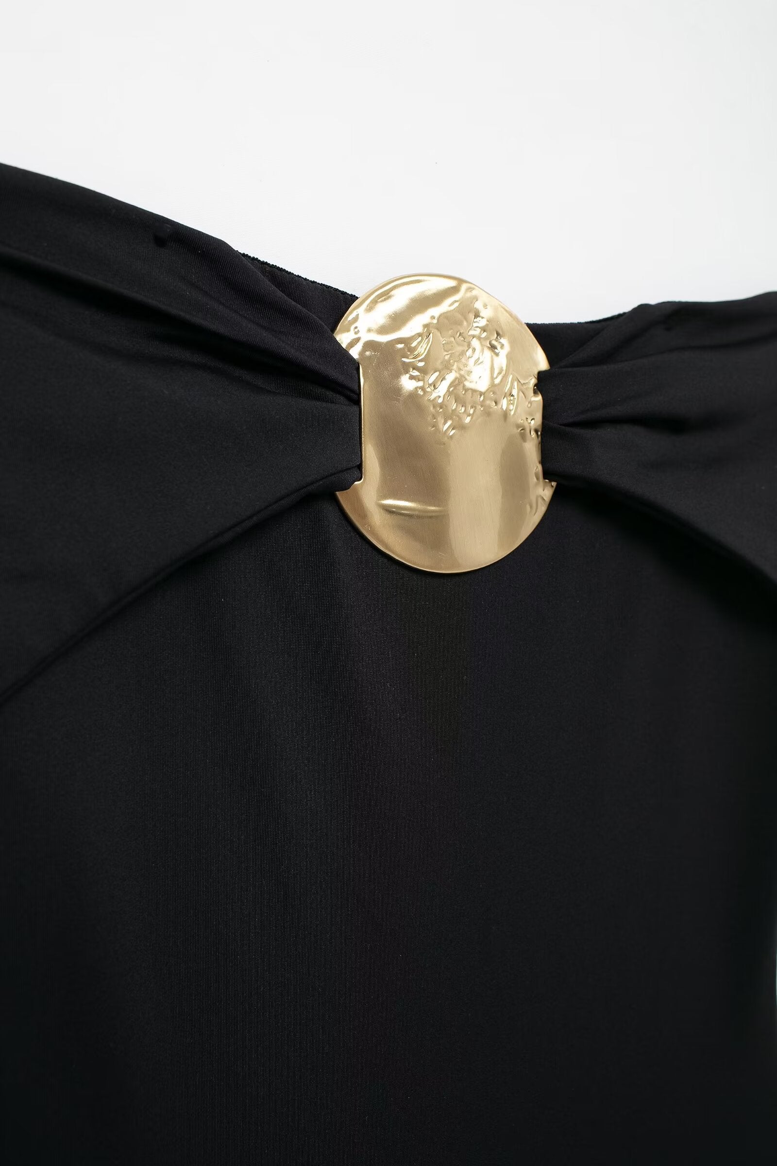 Summer Women Clothing Metal Decoration Off Neck Black Swimsuit Bella Mia