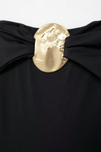 Summer Women Clothing Metal Decoration Off Neck Black Swimsuit Bella Mia