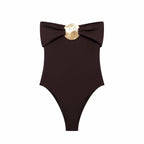 Summer Women Clothing Metal Decoration Off Neck Black Swimsuit Bella Mia