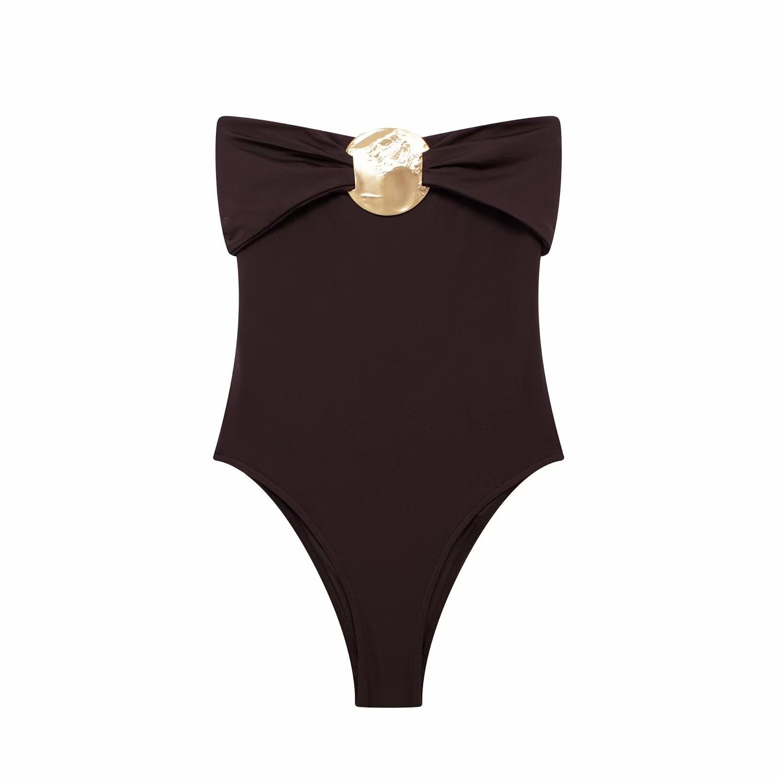 Summer Women Clothing Metal Decoration Off Neck Black Swimsuit Bella Mia
