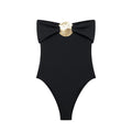 Summer Women Clothing Metal Decoration Off Neck Black Swimsuit Bella Mia