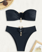 Solid Color Tube Top Bikini Sexy Split Swimsuit Set Women Bikini Swimsuit Bella Mia