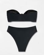 Bikini Swimsuit Split Tube Top Solid Color Bikini High Waist Sexy Swimsuit Bella Mia